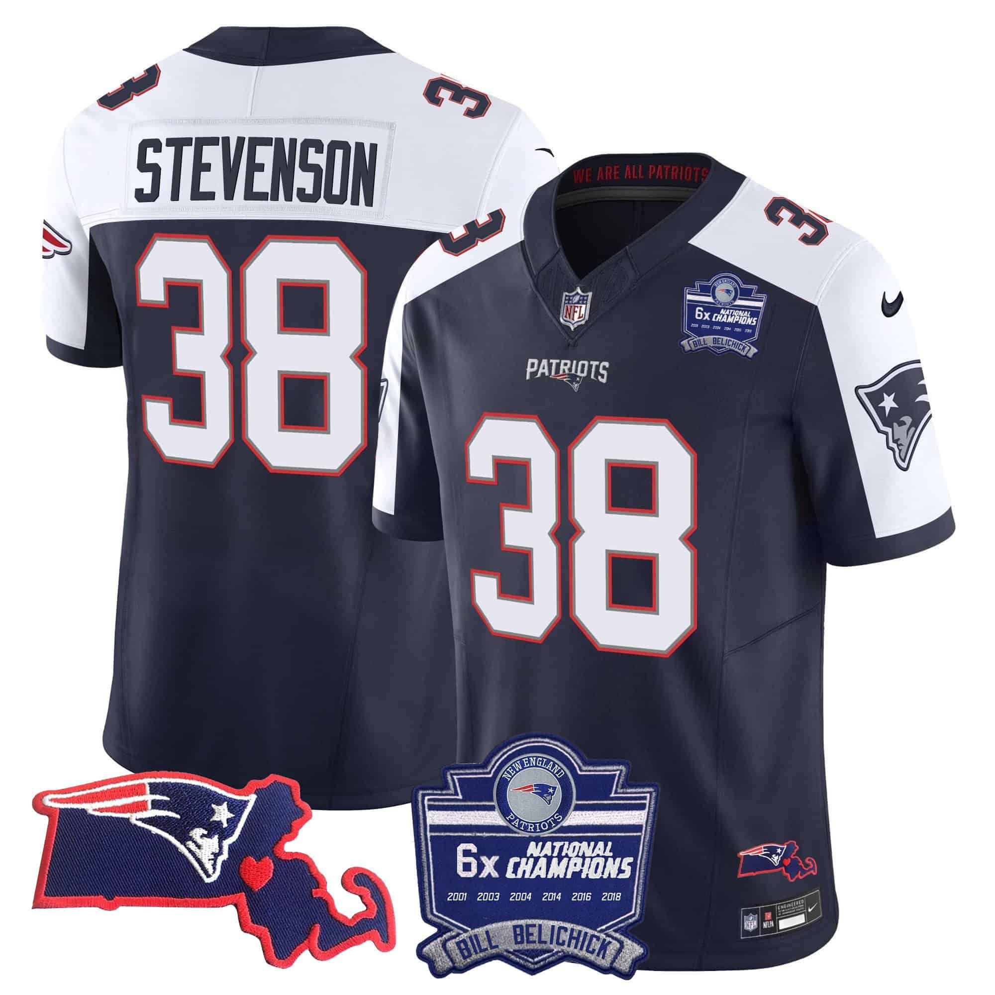 Men New England Patriots #38 Stevenson Dark blue 2024 Nike 6x Champions Patch Vapor Limited NFL Jersey->indianapolis colts->NFL Jersey
